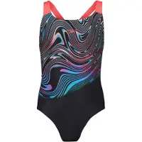 Speedo Digital Placement Powerback Swimsuit Noir 11-12 Years Fille