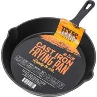 Texas Club Poêle à frire en fonte avec poignées courtes, Poêle + casserole, Noir