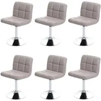 Mendler Lot de 6 chaises de salle à manger Chaise pivotante Chaise Kavala similicuir chrome taupe-gris