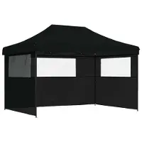 Syfax Tente de réception pliable escamotable 3 parois latérales noir