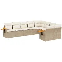 Syfax Salon de jardin avec coussins 9 pcs beige résine tressée