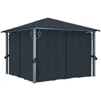 Syfax Tonnelle avec rideau 300x300 cm Anthracite Aluminium