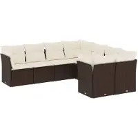 Syfax Salon de jardin 8 pcs avec coussins marron résine tressée