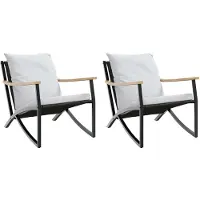 Syfax Chaises de jardin avec coussins lot de 2 noir acier