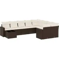 Syfax Salon de jardin 10 pcs avec coussins marron résine tressée