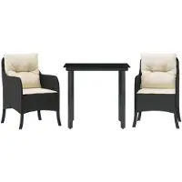 Syfax Ensemble à manger de jardin avec coussins 3 pcs Noir