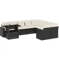 Syfax Salon de jardin 10 pcs avec coussins noir résine tressée