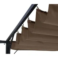 Mendler Pergola Hwc-C42, Pavillon De Jardin, Cadre Stable À 6 Cm + Toit Ouvrant 3x3m Taupe
