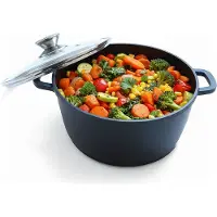 Relaxdays Cocotte , avec couvercle en verre, revêtement antiadhésif, compatible induction, H x P : 15 x 32 cm, cocotte, fonte d'aluminium, noire
