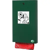 VAR Distributeur à sachets pour excréments canins - L 265 x H 430 mm - verrouillable - vert mousse