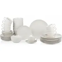 Alpina Set de vaisselle 8 personnes - 40 pièces - résiste au lave-vaisselle et au micro-ondes - blanc