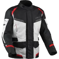 Difi Veste de moto imperméable Horizon Aerotex en tissu, gris/noir/rouge, 3XL