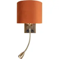 QAZQA Applique murale bronze avec bras flexible et abat-jour orange avec intérieur doré 18cm - Brescia Combi