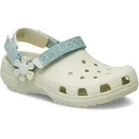 Crocs Classic Denim Flower Adjustable Backstrap Clogs Blanc EU 28-29 Enfants
