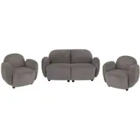 Mendler Ensemble de salon HWC-P33, canapé 2 places, 2 fauteuils, tissu/textile chenille (330 g/m²) Oeko-Tex gris clair