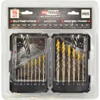 AWTOOLS Metallbohrer M2 HSS-Zinn, 15er-Set (1.5-10mm)