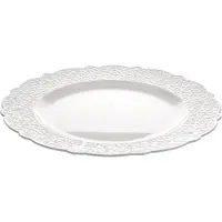 Alessi Plaque De Service En Porcelaine Blanche Vêtue D'Avec Décor En Relief