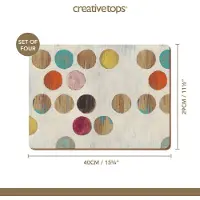 Creative Tops Retro Spot Large Premium Pack Of 4 Round Placemats Multicolore