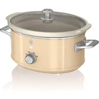 Swan SF17021CNEU Rétro Slow Cooker 3,5L, Céramique antiadhésive sans PFOA ni PTFE, Crème vintage