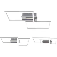 Briloner Plafonnier LEUCHTEN FRAME, 30 W, 3300 lm, IP20, chrome-alu, métal-plastique, intensité lumineuse variable, CCT, 50 x 38,8 x 7,8 cm