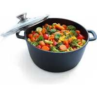 Relaxdays Casserole , avec couvercle en verre, revêtement antiadhésif, compatible induction, H x P : 11 x 24 cm, cocotte, fonte d'aluminium, noire