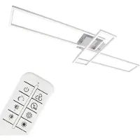 Briloner Plafonnier LEUCHTEN FRAME, 55 W, 5500 lm, IP20, chrome-alu, métal-plastique, intensité lumineuse variable, CCT, 110 x 35 x 10 cm