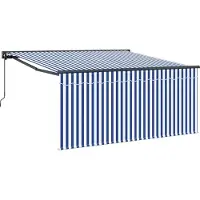 vidaXL , store enroulable, bleu et blanc, 300 x 250 cm