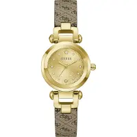 GUESS Montre à affichage analogique 'GINGER' marron / jaune d'or