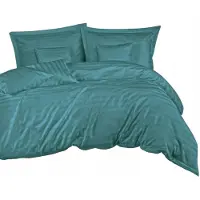 Darymex Literie en satin de coton et bambou (P) STRIPE SEA TURQUOISE/220x200 +2x70x80 avec sommier à lattes +4x40x40 BAMBUS