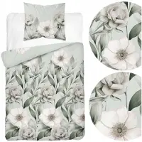 Detexpol Literie, linge de lit en satin, de haute qualité 140x200 5220b vert, fleurs