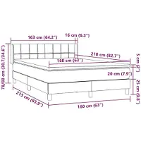 vidaXL Lit boxspring avec matelas gris clair 160x210 cm velours