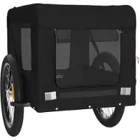vidaXL Remorque pour vélo Chiens Noir Tissu Oxford & Fer