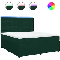vidaXL Lit boxspring avec matelas vert foncé 180x200 cm velours