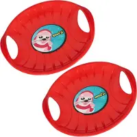 KOTARBAU 2 pièces Luge PVC 60 cm Luge Enfant Rouge Sled Poignées Ergonomiques et Adulte Traineau à Neige Résistant Facile à Transporter