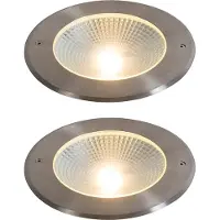QAZQA Lot de 2 spots de sol modernes en acier avec LED 20W - Bridge