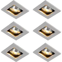 QAZQA Ensemble de 6 spots encastrables modernes en aluminium orientables et inclinables GU10 50mm - Qure