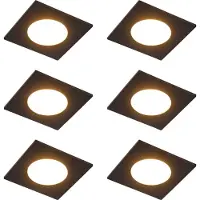 QAZQA Ensemble de 6 spots encastrables modernes noirs avec LED à intensité variable en 3 étapes IP65 - Simply