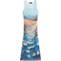 Desigual Robe beige clair / bleu ciel / bleu foncé / orange