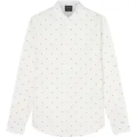Armani Exchange pour homme. XM000625AF13184F0198 Chemise Monogram AX Cross Logo blanc (XL), Casuel, Coton, Manche longue