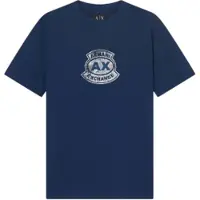 Armani Exchange pour homme. XM002776AF10356UB096 T-shirt bleu avec logo (L), Blanc, Casuel, Coton, Manche courte