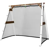 Axi 4-In-1 Sportsfun Blanc / Marron | Cadre 4-In-1 Pour Balançoire, Football, Volley-Ball Et Tennis | Portique Balançoire Et Buts