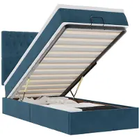vidaXL Lit ottoman avec matelas & LEDs bleu foncé 80x200 cm velours