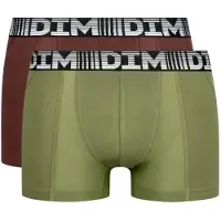 Dim Lot De 2 Boxers Homme Respirants Coton Et Lycra Kaki 3d Flex Air