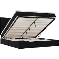 vidaXL Ottoman-lit avec matelas & LEDs Noir 200x200 cm Tissu
