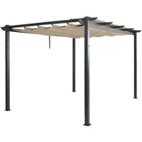 Mendler Pergola En Aluminium Hwc-N93, Pavillon De Jardin Pavillon De Jardin, Structure Stable De 8cm Toit Coulissant Uv50+ 3x4m Crème-Beige