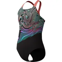 Speedo Digital Placement Powerback Swimsuit Noir 13-14 Years Fille