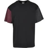Urban Classics T-Shirt brun foncé / rouge pastel / noir
