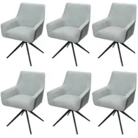 Mendler Lot de 6 chaises de salle à manger HWC-L91, chaise de cuisine accoudoir pivotant Auto-Position tissu/textile gris clair similicuir gris foncé