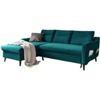 Miuform Stylish Stan Velours - Canapé lit d'angle - 224x148cm - Turquoise - Forme L gauche - Canapé Lit Canapé