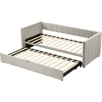 OKWISH Canapé-lit, canapé convertible avec fonction sommeil, daybed 2 places, dossier réglable en 3 positions, tissu coton-lin respirant – gris
